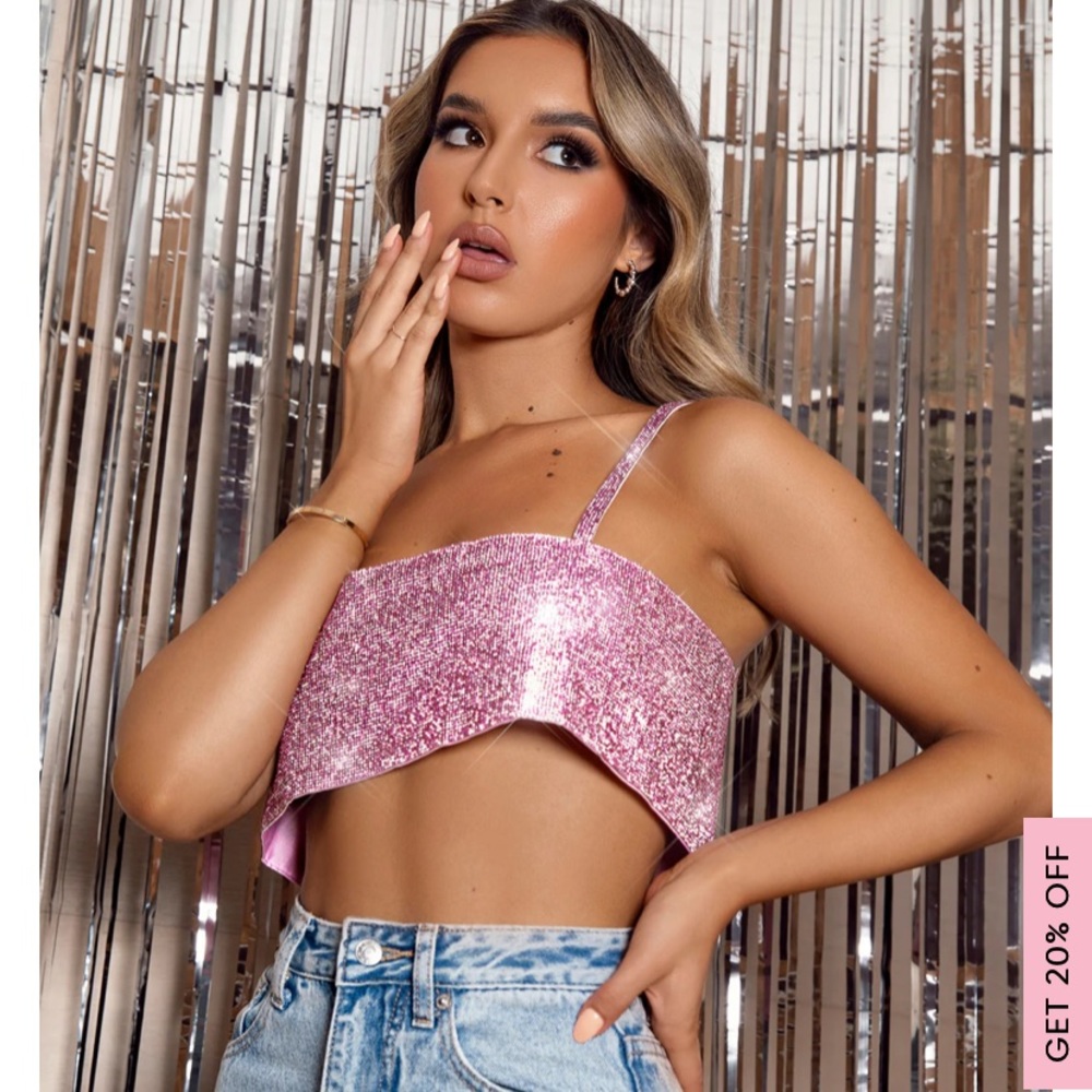 WHITE FOX BOUTIQUE Breathtaking Crop Light Pink XS/S